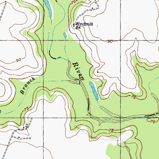 Topographic Map of Boone Branch, TX