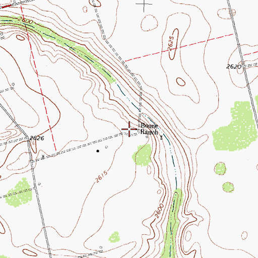 Topographic Map of Boone Ranch, TX