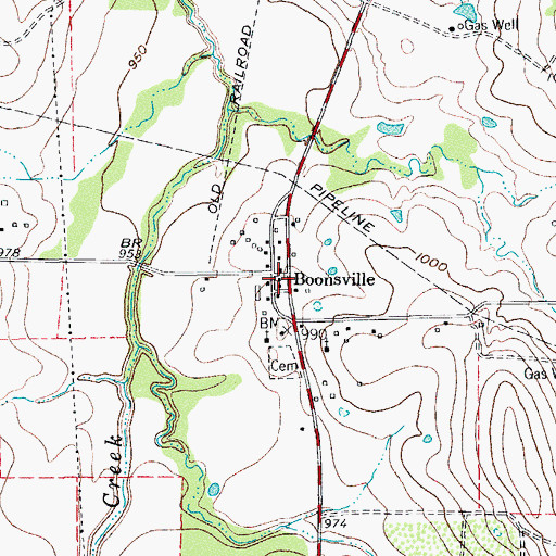 Topographic Map of Boonsville, TX