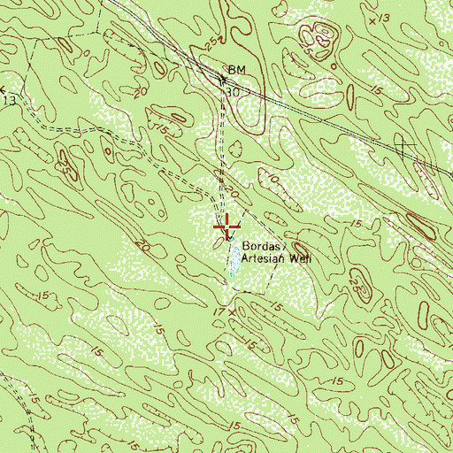 Topographic Map of Bordas Artesian Well, TX