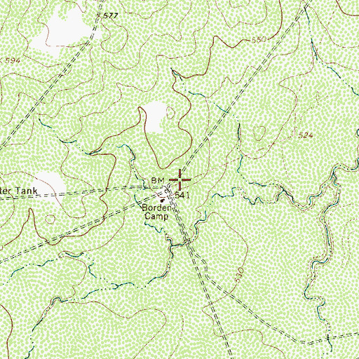 Topographic Map of Borden Camp, TX
