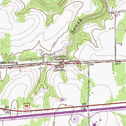 Topographic Map of Borden Cemetery, TX