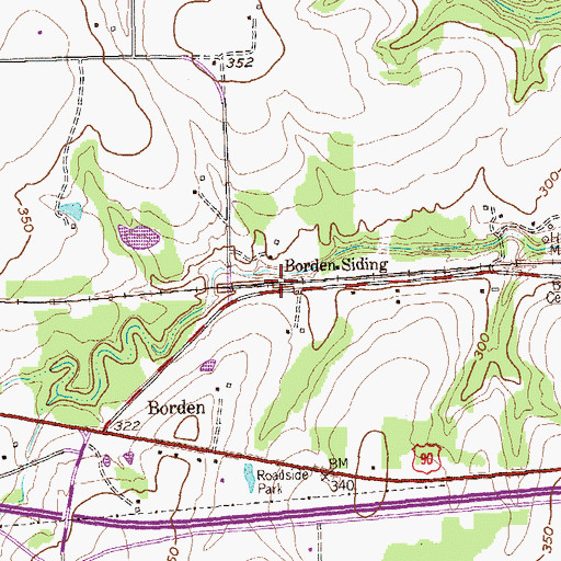 Topographic Map of Borden-Siding, TX