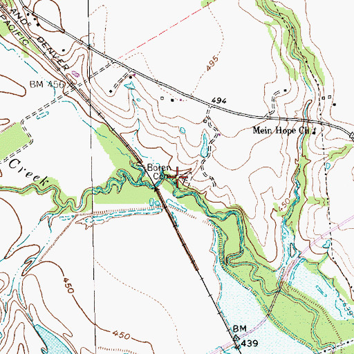 Topographic Map of Boren Cemetery, TX