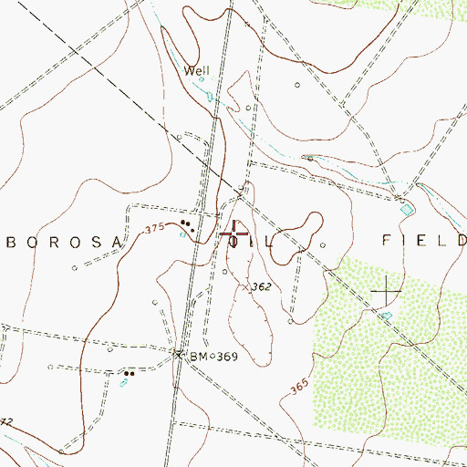 Topographic Map of Borosa Oil Field, TX