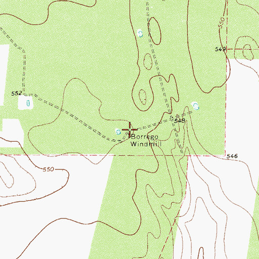 Topographic Map of Borrego Windmill, TX
