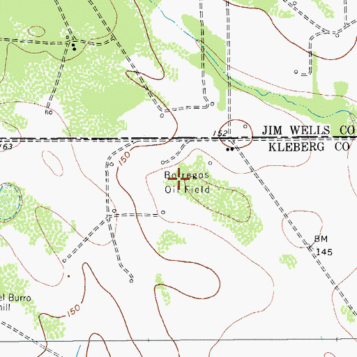Topographic Map of Borregos Oil Field, TX