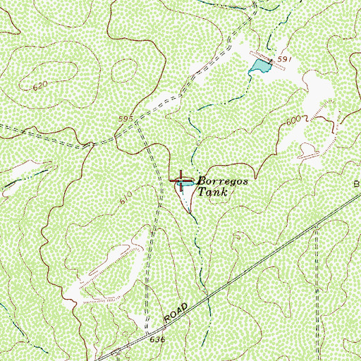 Topographic Map of Borregos Tank, TX