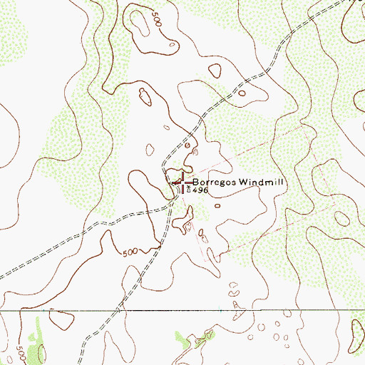 Topographic Map of Borregos Windmill, TX