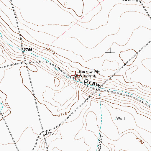 Topographic Map of Borrow Pit Windmill, TX
