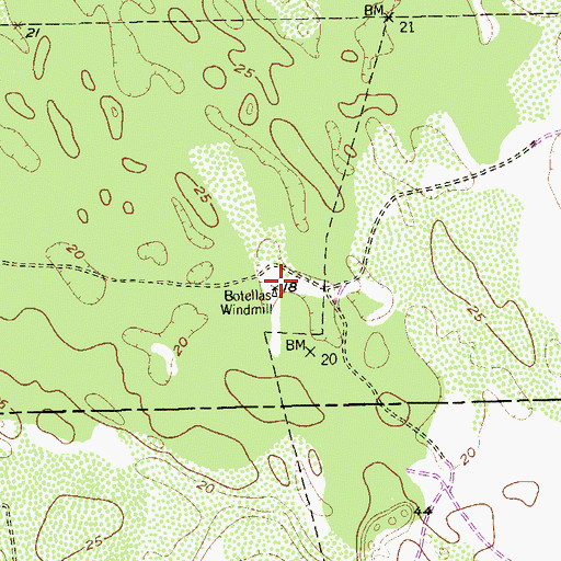 Topographic Map of Botellas Windmill, TX