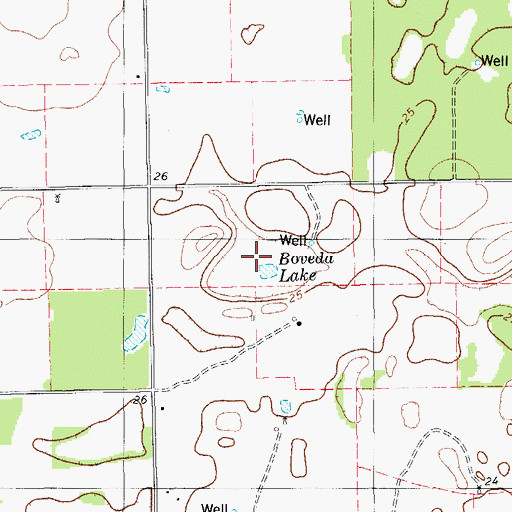 Topographic Map of Boveda Lake, TX