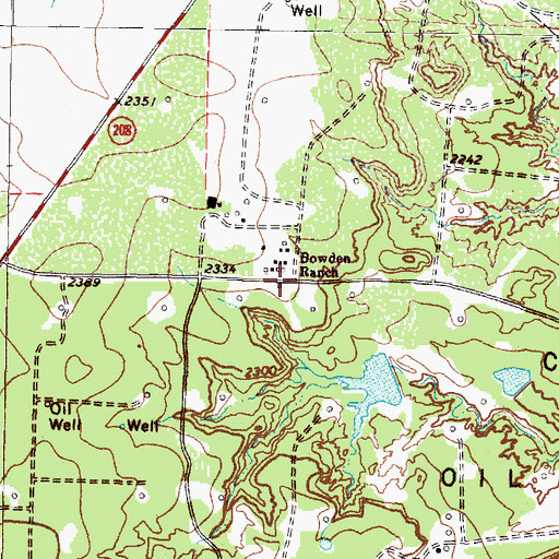 Topographic Map of Bowden Ranch, TX