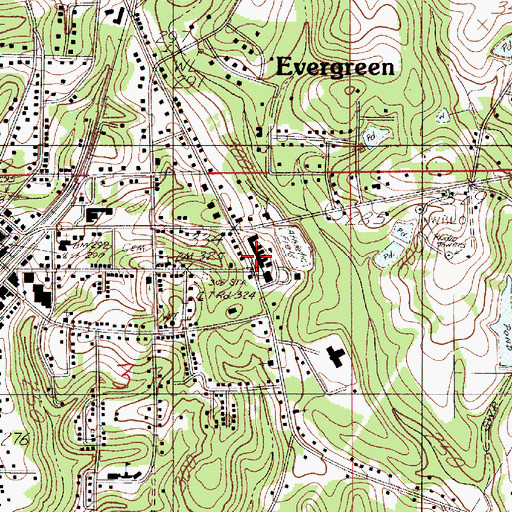 Topographic Map of Evergreen High School, AL