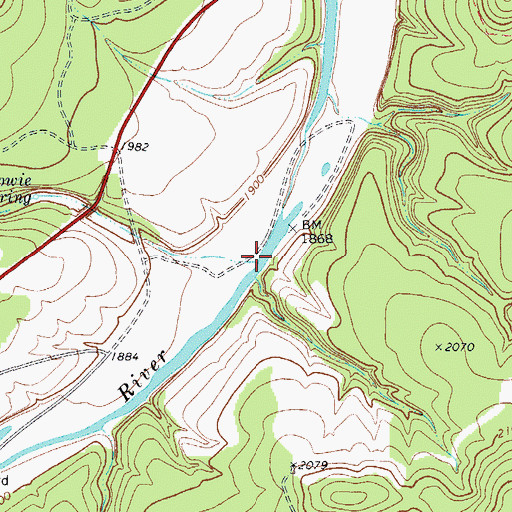 Topographic Map of Bowie Creek, TX
