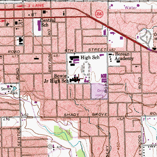 Topographic Map of Bowie Junior High School, TX