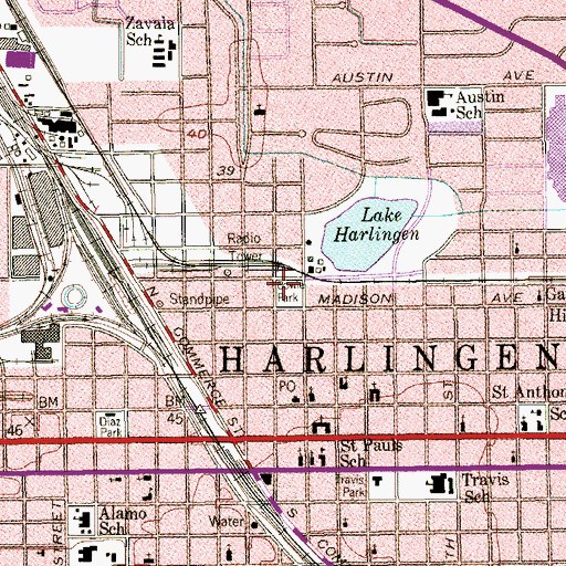Topographic Map of Bowie Park, TX