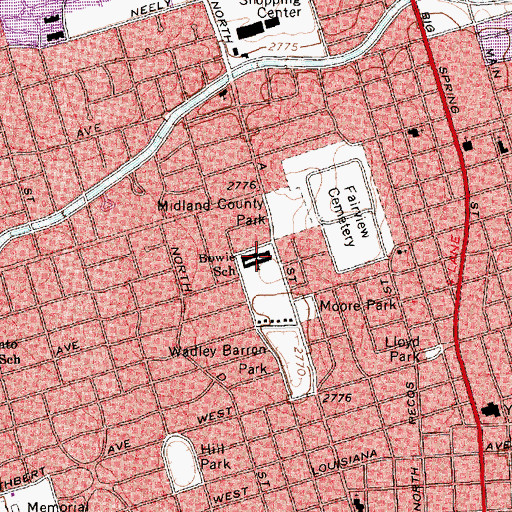 Topographic Map of Bowie School, TX
