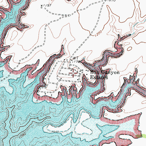 Topographic Map of Box Canyon Estates, TX