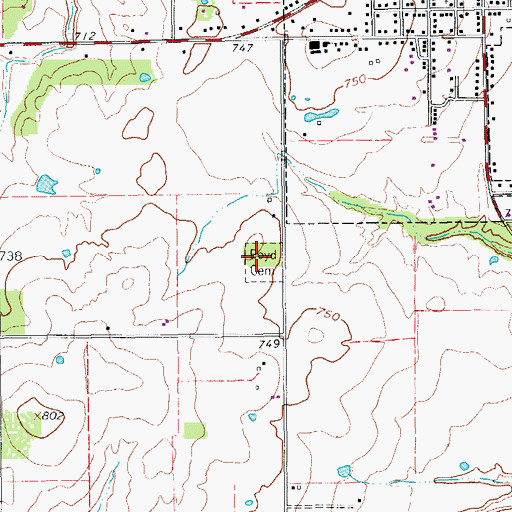 Topographic Map of Boyd Cemetery, TX