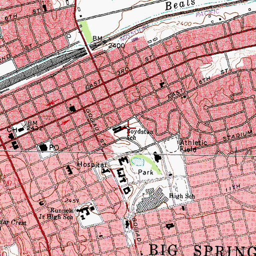 Topographic Map of Big Spring Junior High School, TX