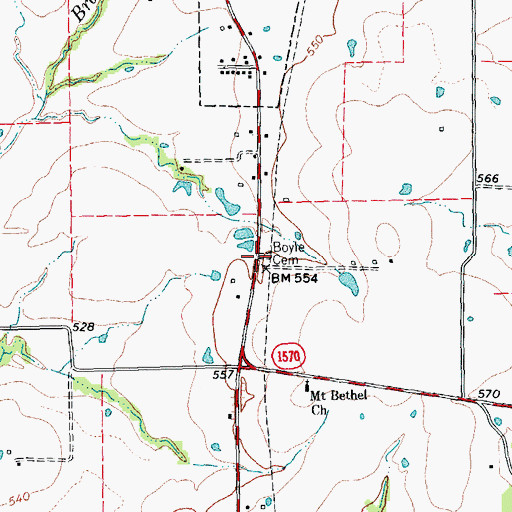 Topographic Map of Boyle Cemetery, TX