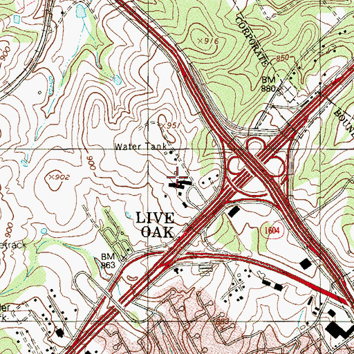 Topographic Map of Boysville School, TX