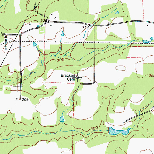 Topographic Map of Bracken Cemetery, TX