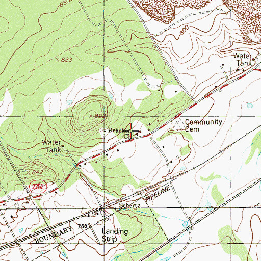 Topographic Map of Bracken Church, TX