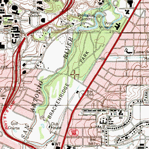 Topographic Map of Brackenridge Park, TX