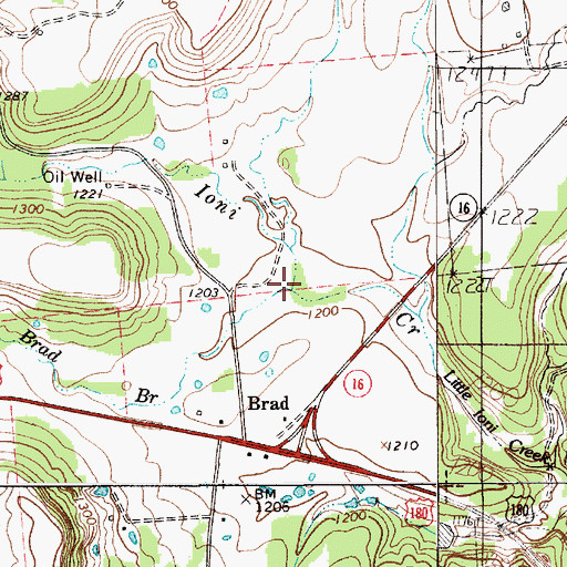 Topographic Map of Brad Branch, TX
