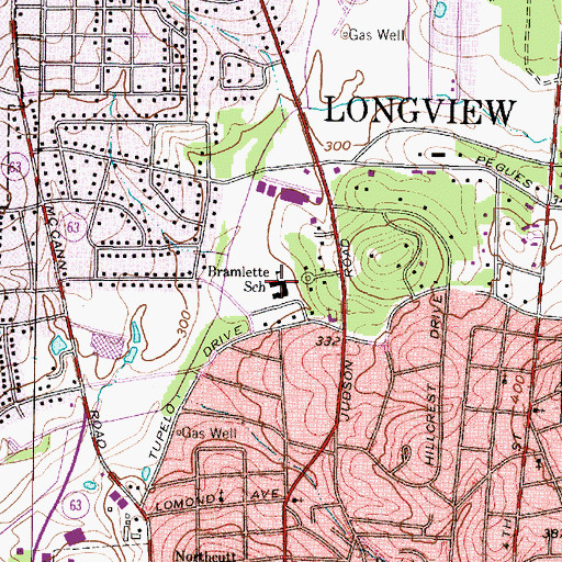 Topographic Map of Bramlette School, TX
