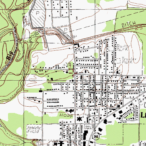 Topographic Map of Branch Cemetery, TX
