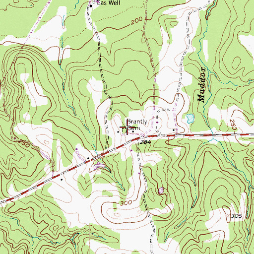 Topographic Map of Brantly Cemetery, TX