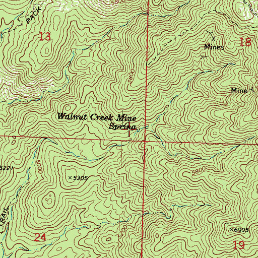 Topographic Map of Walnut Creek Mine Spring, AZ