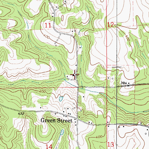 Topographic Map of Green Street Church, AL