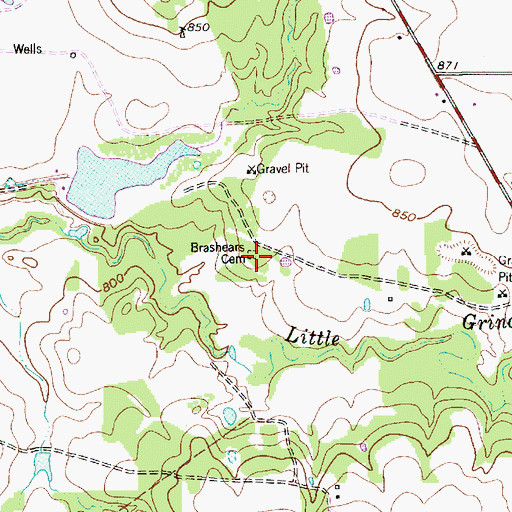 Topographic Map of Brashears Cemetery, TX