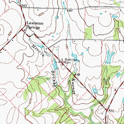 Topographic Map of Bratcher Cemetery, TX