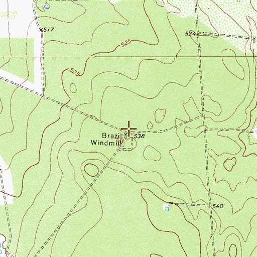 Topographic Map of Brazil Windmill, TX