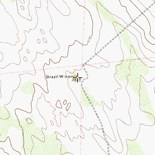 Topographic Map of Brazil Windmill, TX