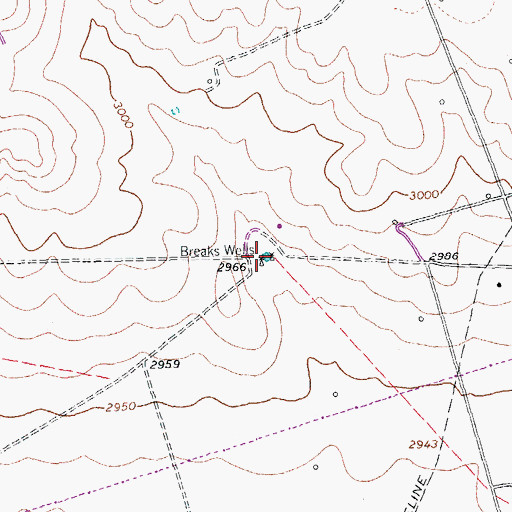 Topographic Map of Breaks Well, TX