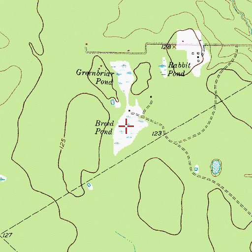 Topographic Map of Breed Pond, TX