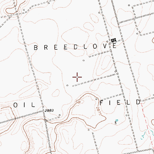 Topographic Map of Breedlove Oil Field, TX