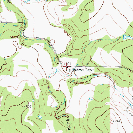 Topographic Map of Brehmer Ranch, TX