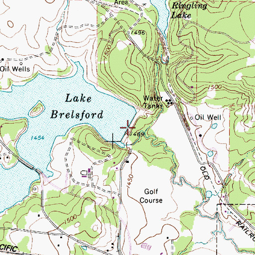 Topographic Map of Lake Brelsford, TX