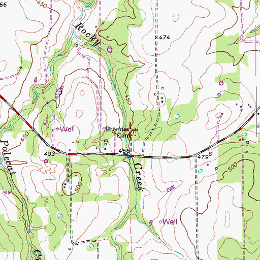Topographic Map of Brenner Cemetery, TX