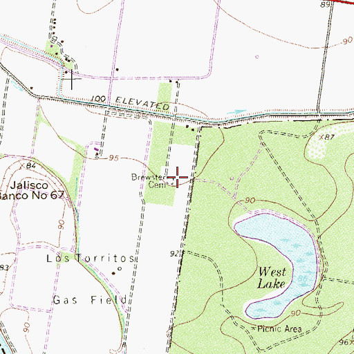 Topographic Map of Brewster Cemetery, TX