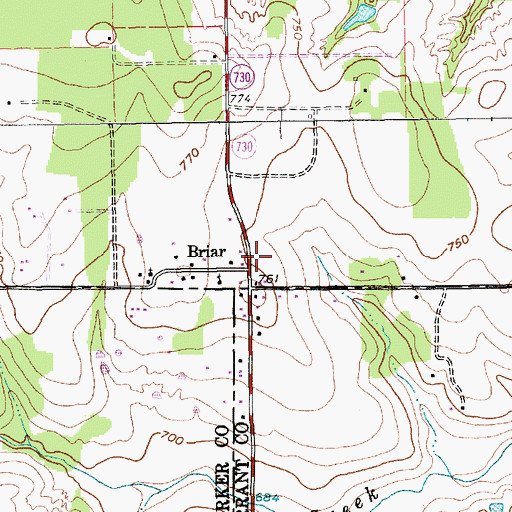 Topographic Map of Briar, TX
