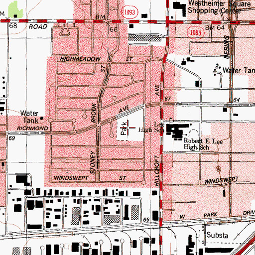 Topographic Map of Briar Meadow Park, TX