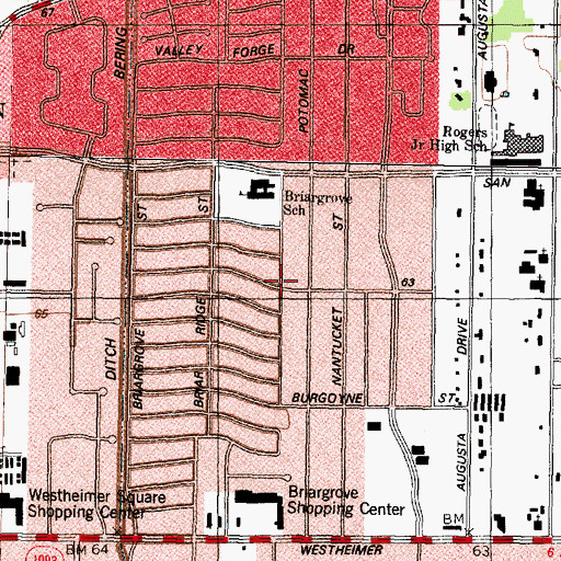 Topographic Map of Briargrove, TX